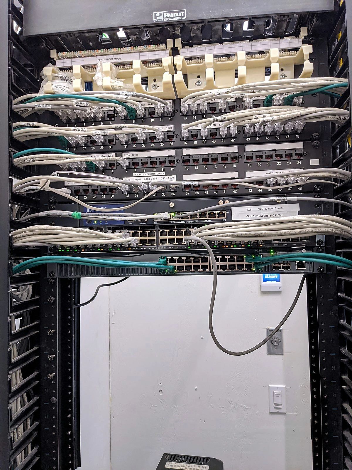 Commercial patch panel rack installed by Netsource Partners