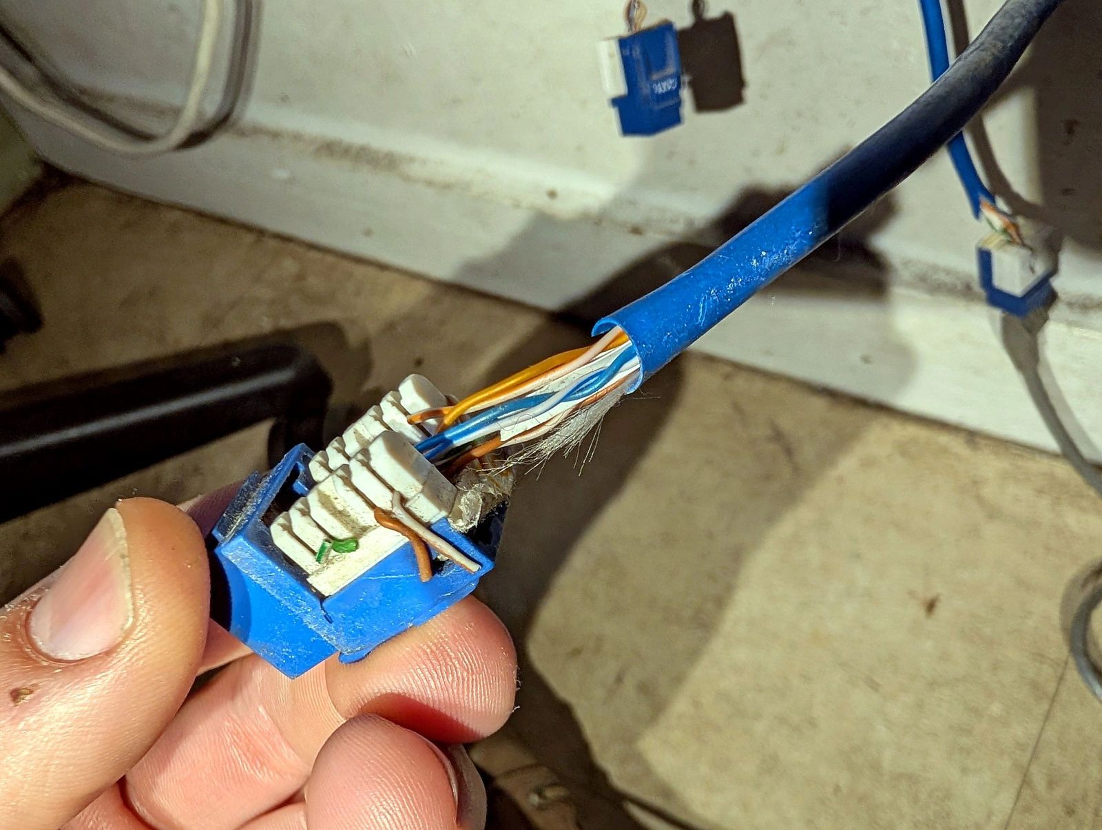Network jack repair (before), Island Park, NY, Oct 2026